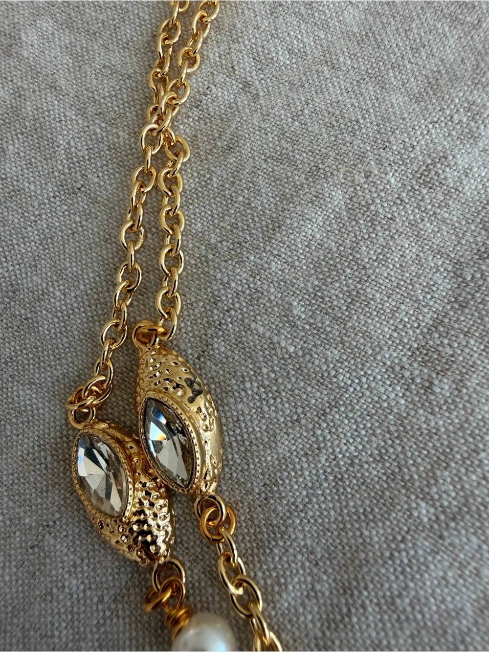 💛CHANEL Gold-Tone Pearl & Crystal Multilayer Necklace✨